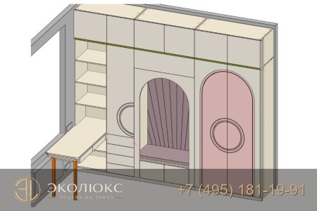 Угловая детская мебель с рабочей зоной и шкафами фото 2