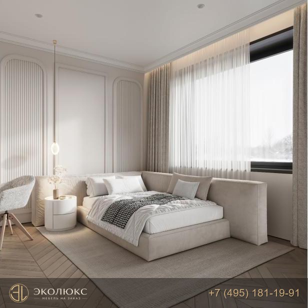 Шкаф в неоклассическом стиле с молочными фасадами фото 4