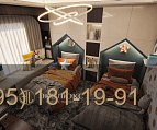 Детская мебель для двоих с домиками и подсветкой фото 6